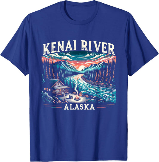 Kenai River Alaska AK Salmon Fishing Camping Hiking Retro T-Shirt - T-Shirt | Royal