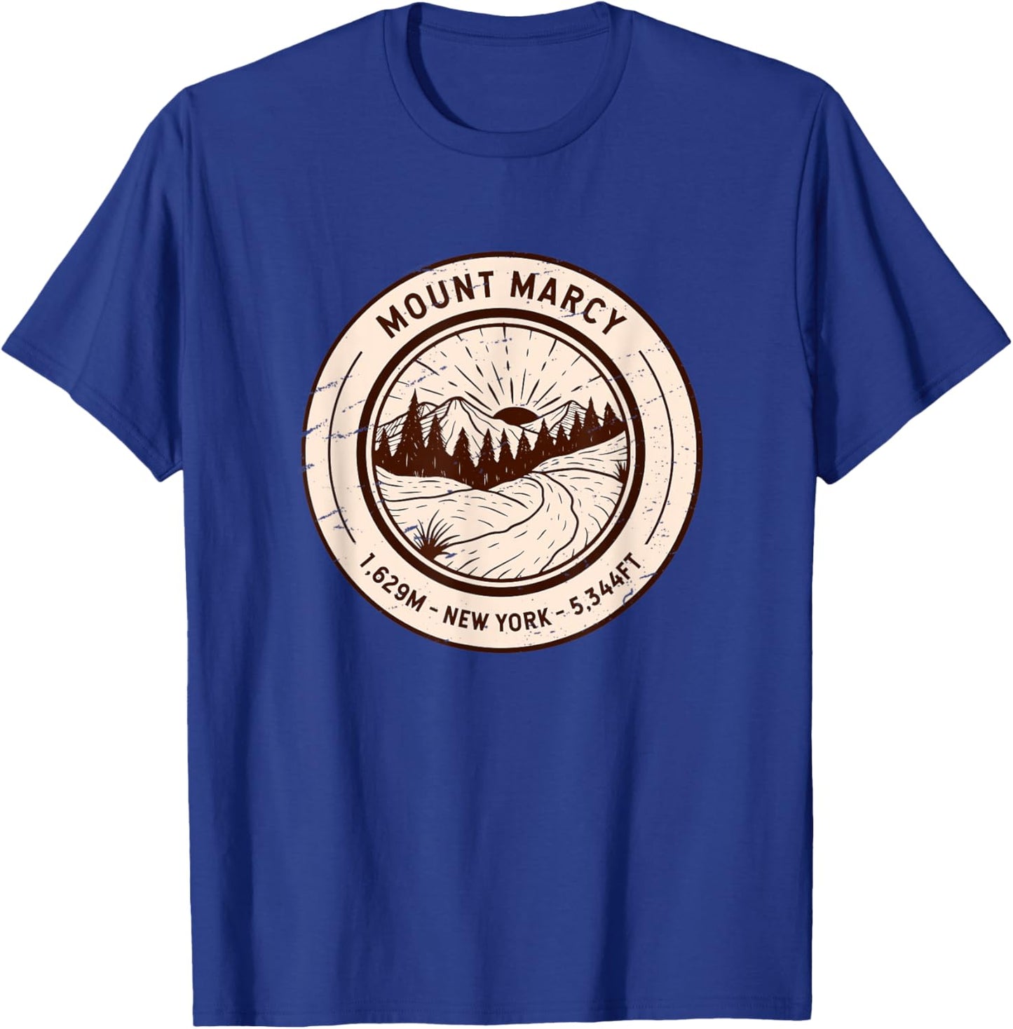Mount Marcy New York Hiking Skiing Vintage T-Shirt - T-Shirt | Royal