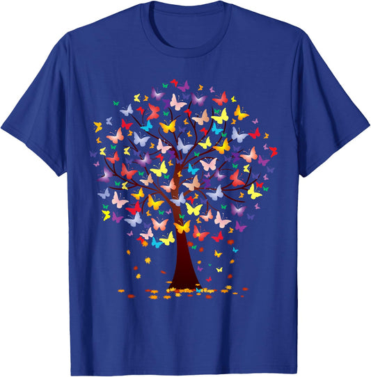 Butterfly Tree Beautiful Autumn Thanksgiving Gifts T-Shirt - T-Shirt | Royal