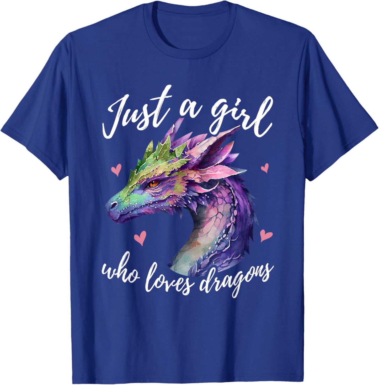 Just A Girl Who Loves Dragons - Cute Dragon Watercolor Art Small T-Shirt - T-Shirt | Royal