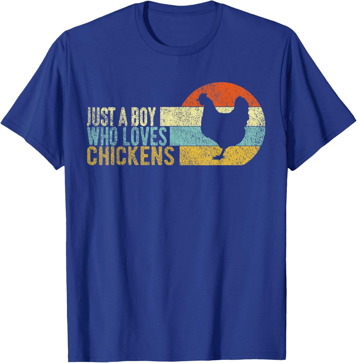 Just A Boy Who Loves Chickens Funny Chicken Lover Retro T-Shirt - T-Shirt | Royal