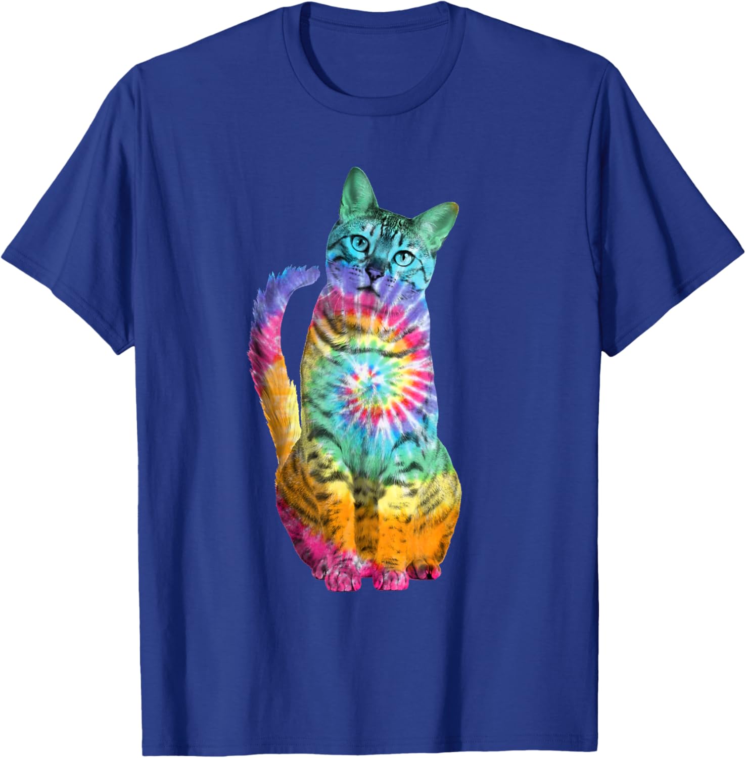 Tie Dye Cat Women Girls Kids T-Shirt - T-Shirt | Royal