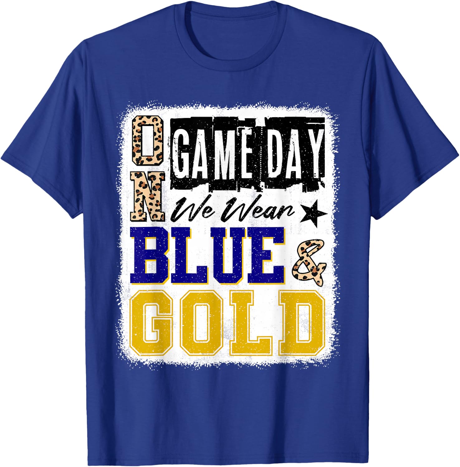 On Gameday Football We Wear Blue And Gold School Spirit T-Shirt - T-Shirt | Royal