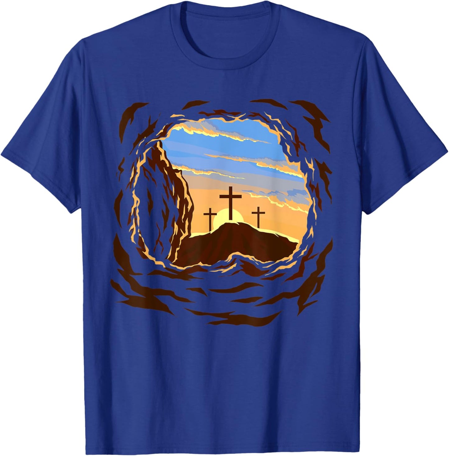 Resurrection Sunday Cross of Jesus Christ Empty Tomb Faith T-Shirt - T-Shirt | Royal
