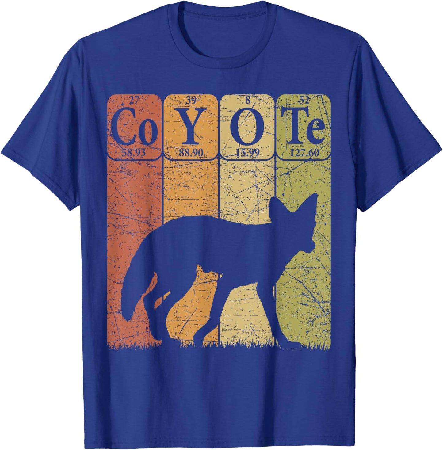 Coyote Periodic Table Elements Wild Animal Coyote Vintage T-Shirt - T-Shirt | Royal