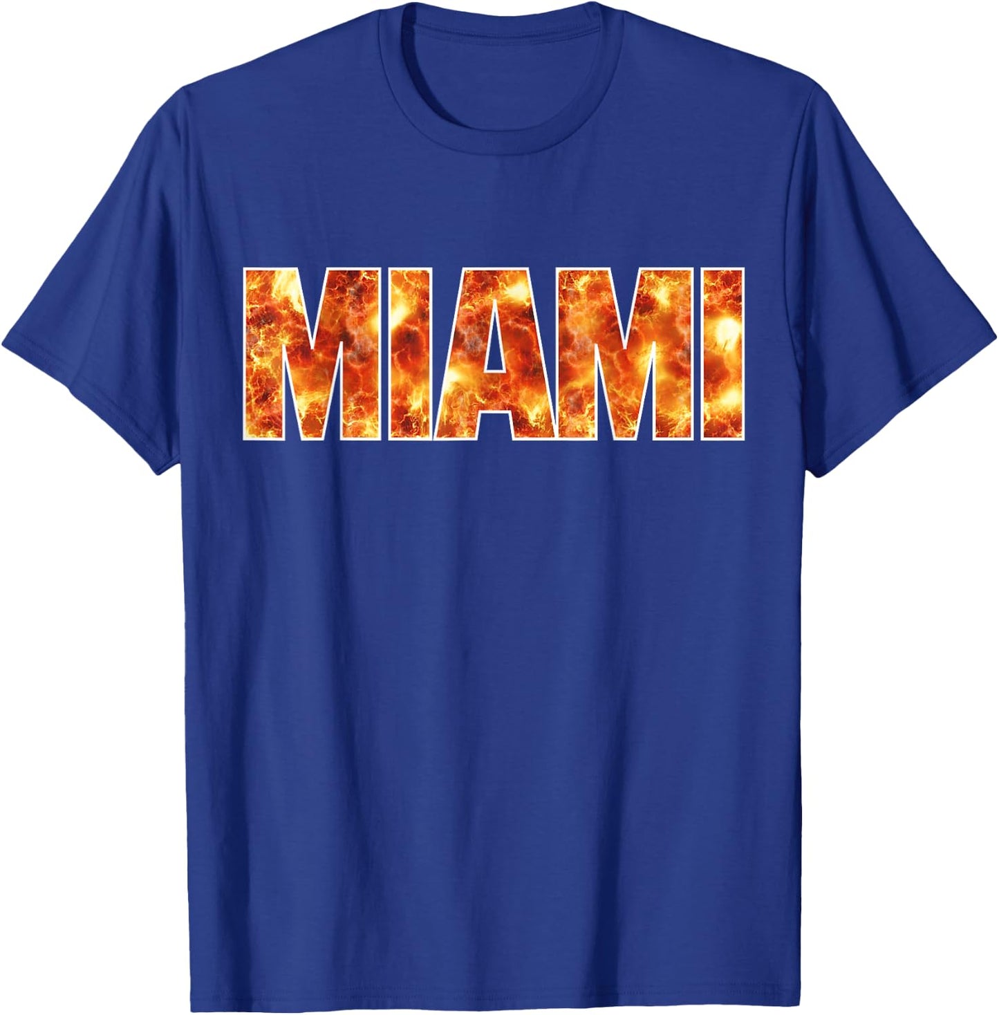 Miami Flames Font Florida USA T-Shirt - T-Shirt | Royal