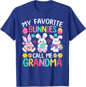 My Favorite Bunnies Call Me Grandma Shirt Happy Easter Day T-Shirt - T-Shirt | Royal