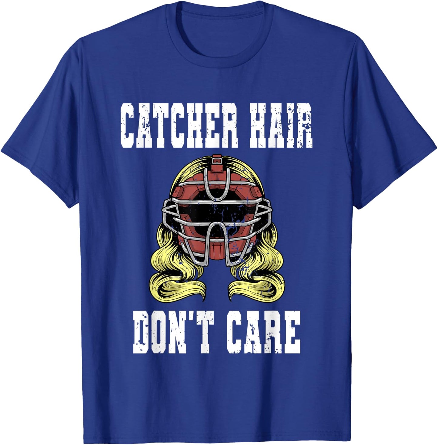 Baseball Catcher Women Softball Catcher Hair Don't Care T-Shirt - T-Shirt | Royal