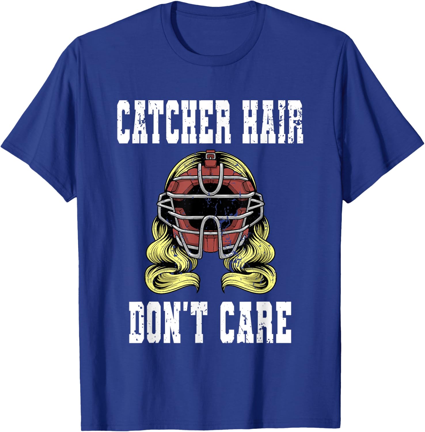Baseball Catcher Women Softball Catcher Hair Don't Care T-Shirt - T-Shirt | Royal