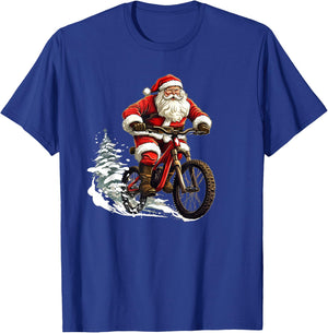 Funny Bike Stunts with Santa Claus for Boys and Girls T-Shirt - T-Shirt | Royal