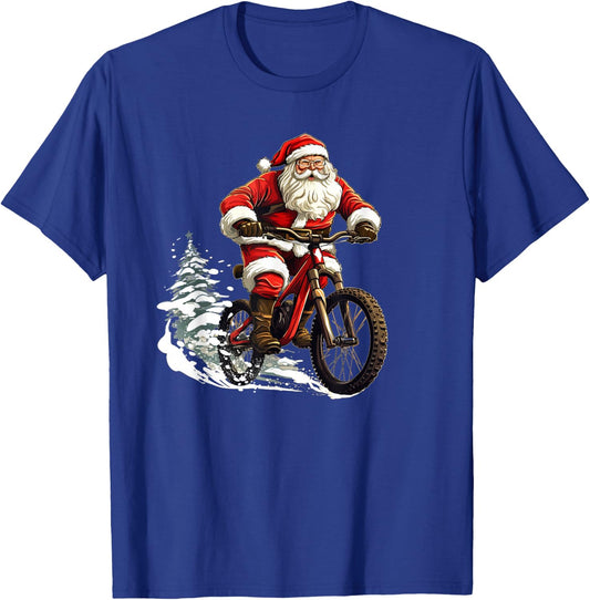 Funny Bike Stunts with Santa Claus for Boys and Girls T-Shirt - T-Shirt | Royal