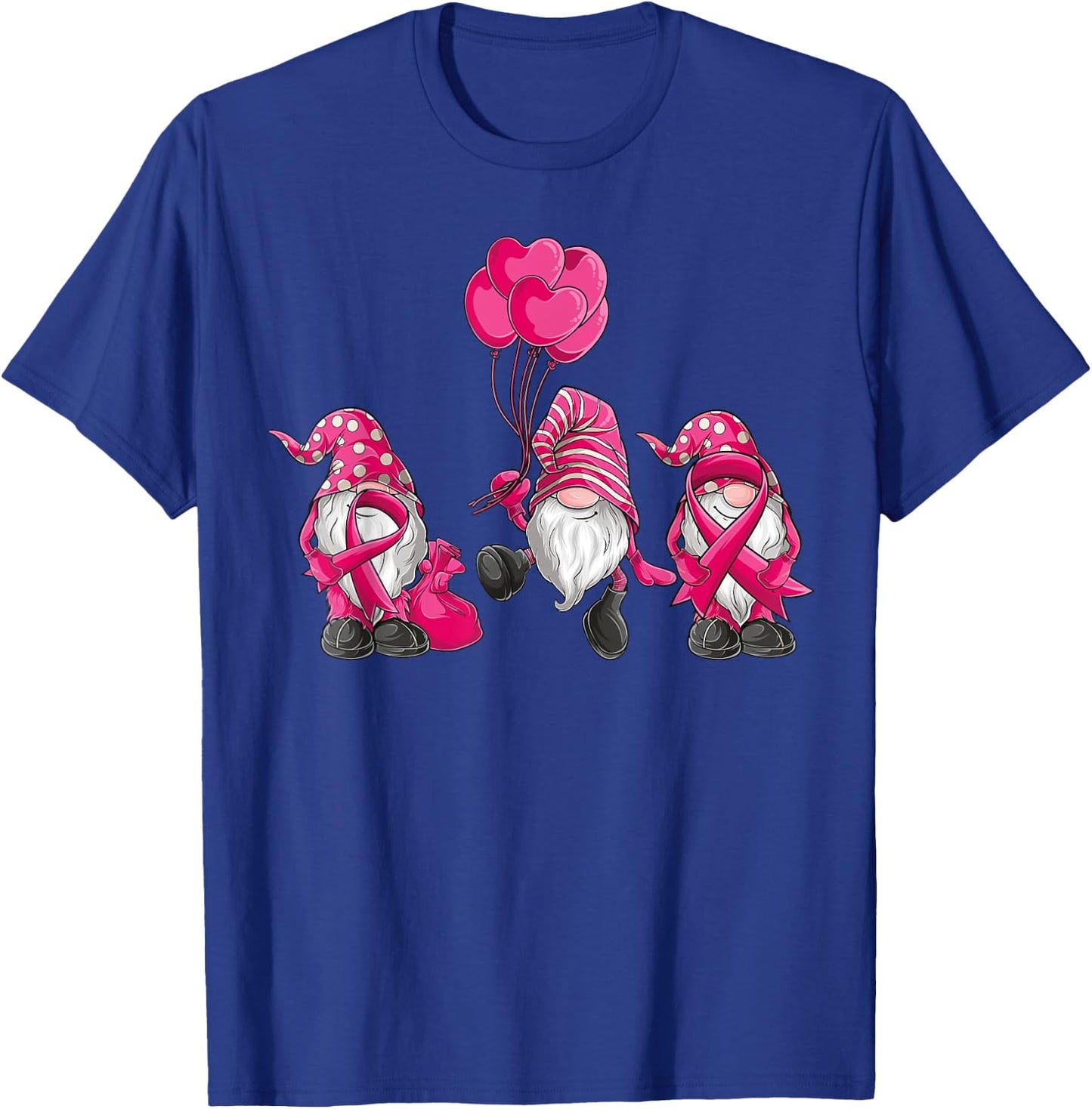 gnomes Breast Cancer Awareness Pink Ribbon women girls T-Shirt - T-Shirt | Royal