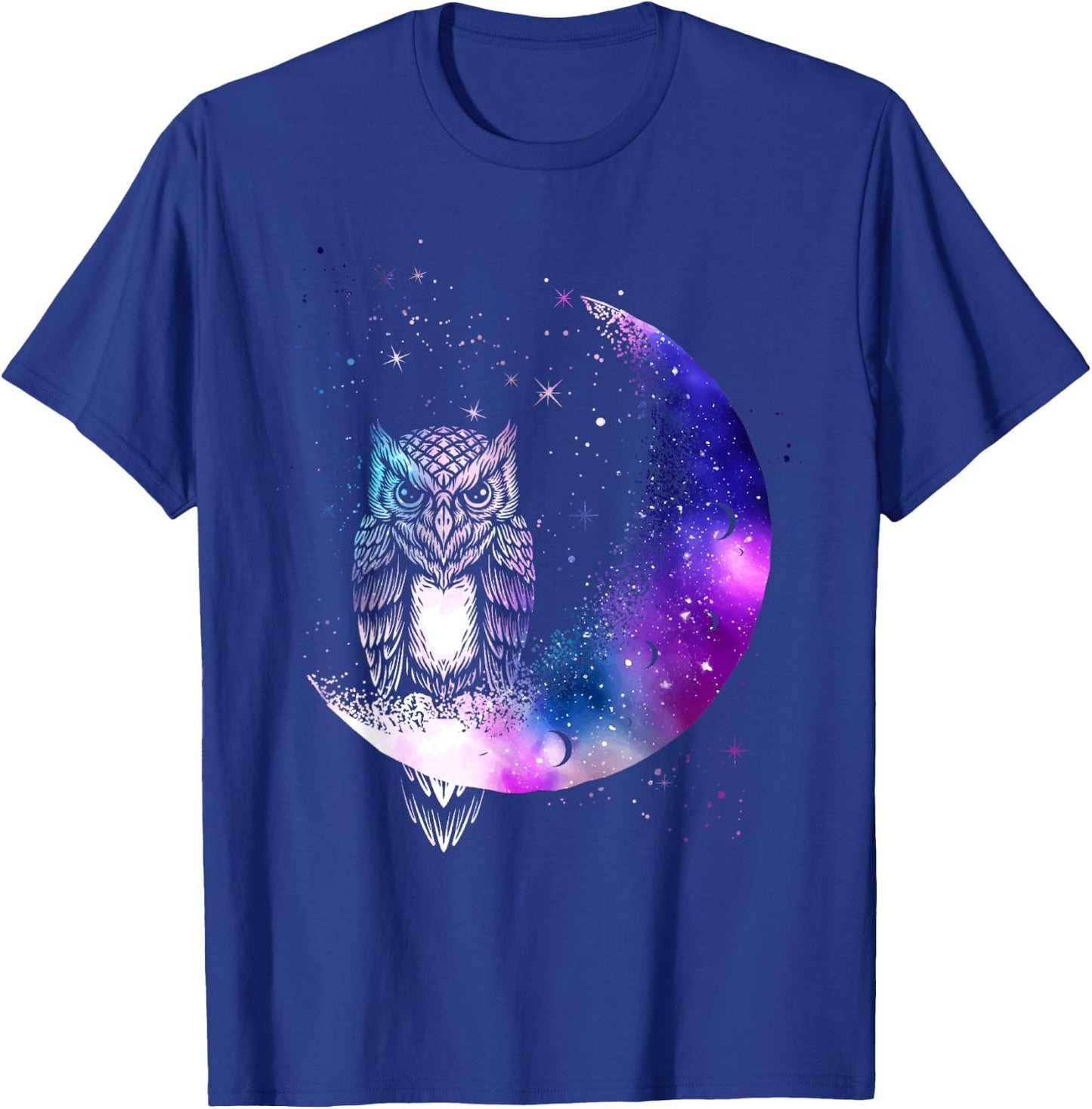 Owl Moon Galaxy Bird Crescent T-Shirt - T-Shirt | Royal