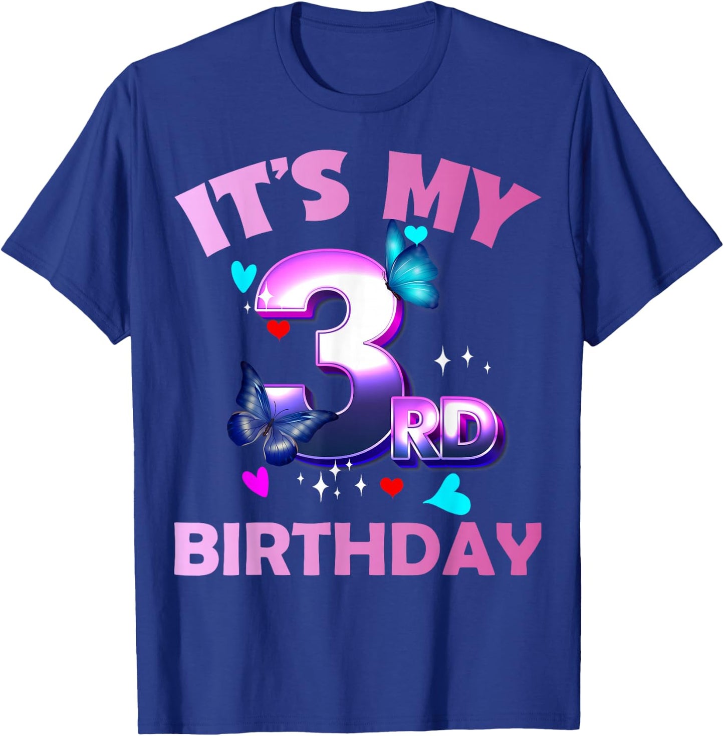 Butterflies - Girls and Boys - It´s My 3rd Birthday T-Shirt - T-Shirt | Royal
