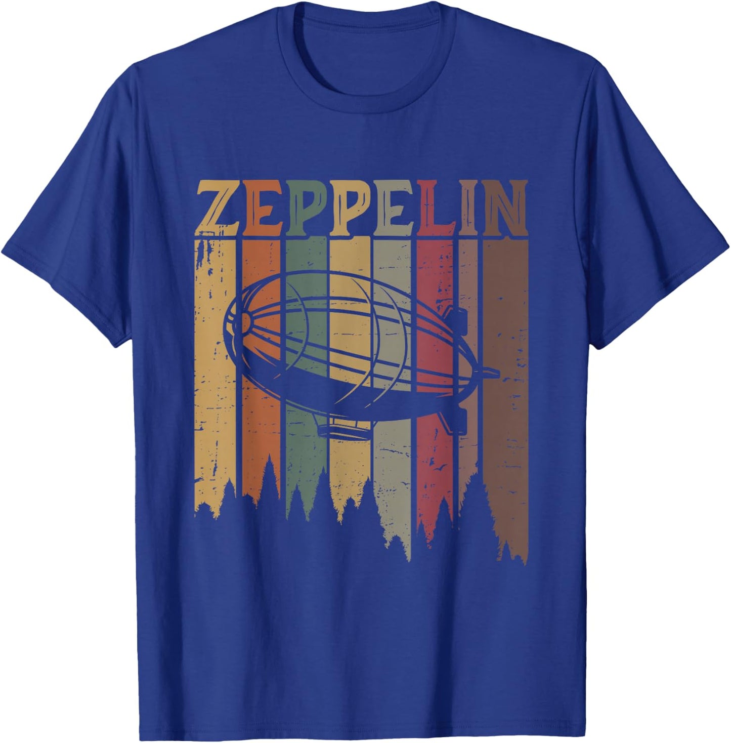 Retro Zeppelin 70s 80s Dirigible Airship Zepelin Zepplin T-Shirt - T-Shirt | Royal