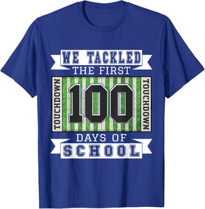 100 Days of School Football Theme - School Teacher Student T-Shirt - T-Shirt | Royal