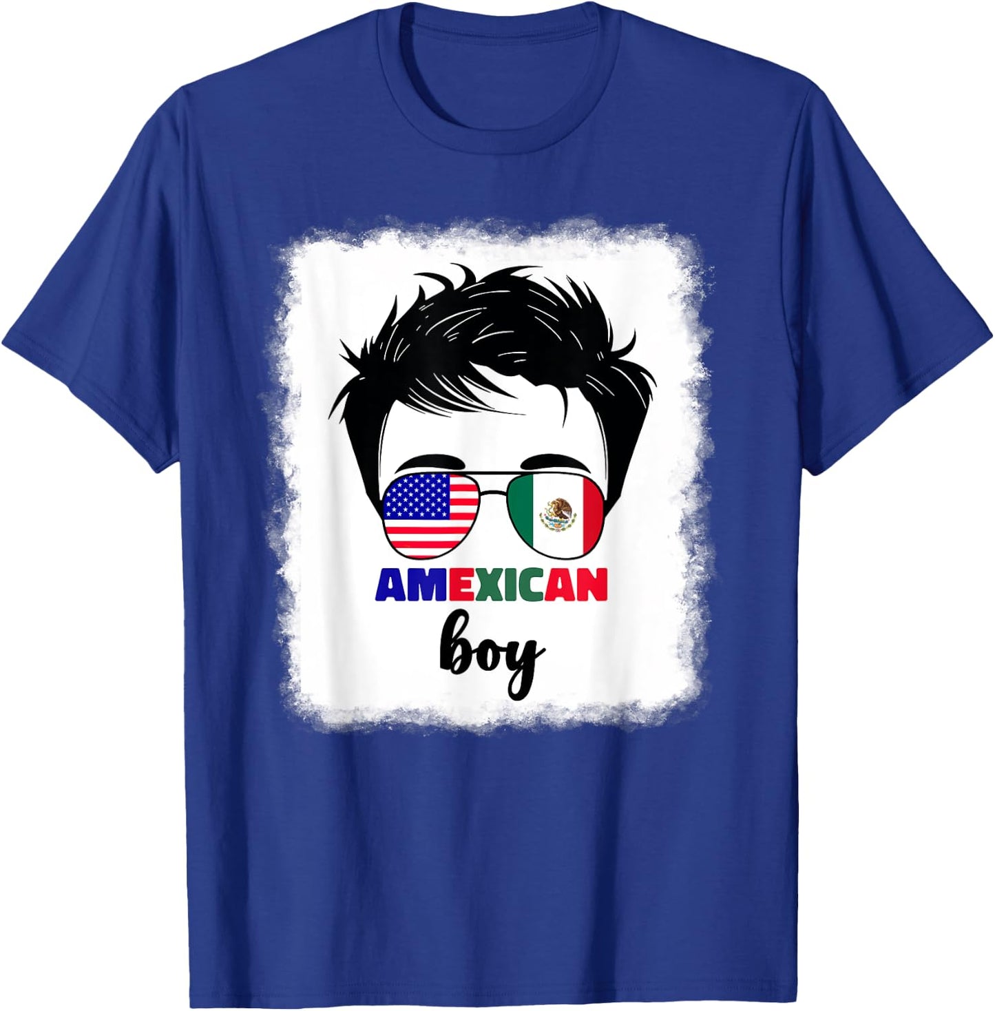Half Mexican And American Mexico America Usa Flag Kids Boys T-Shirt - T-Shirt | Royal