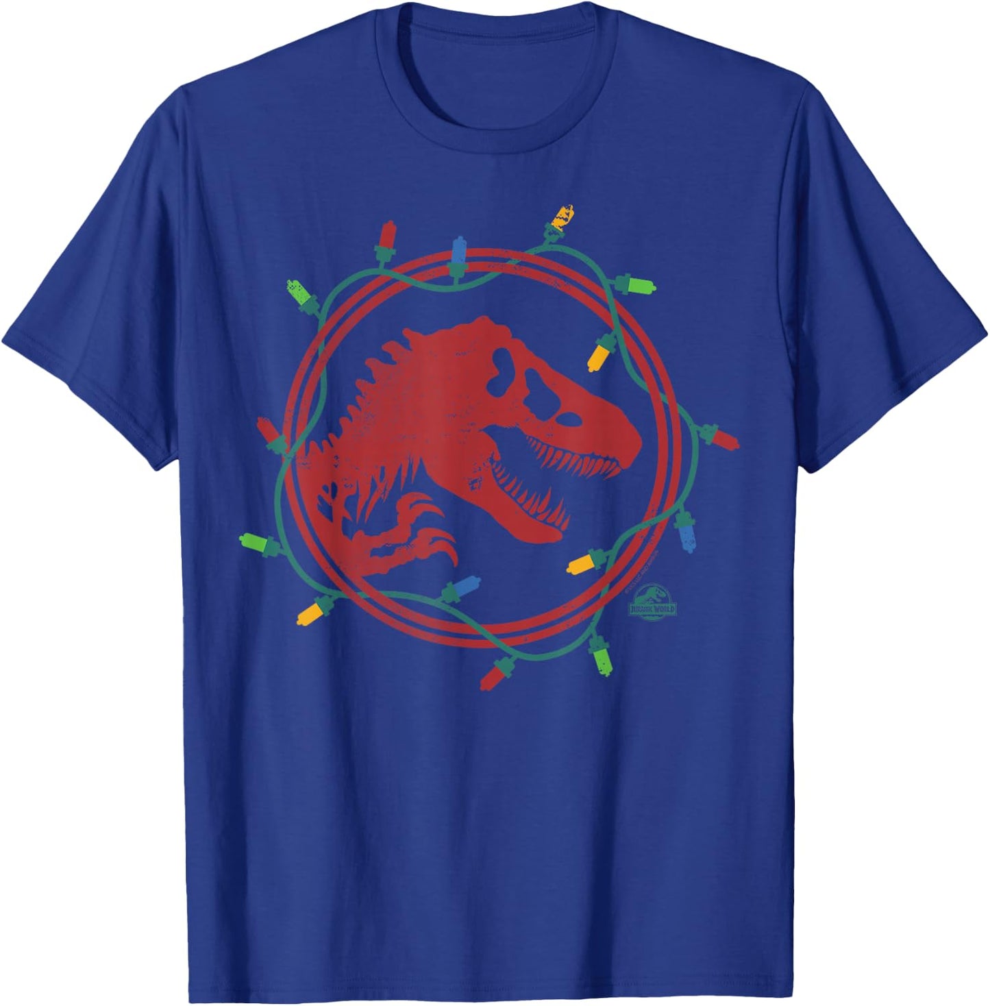 Jurassic World Kids' T-Rex Christmas Lights - Black, Short Sleeve, , Small T-Shirt - T-Shirt | Royal