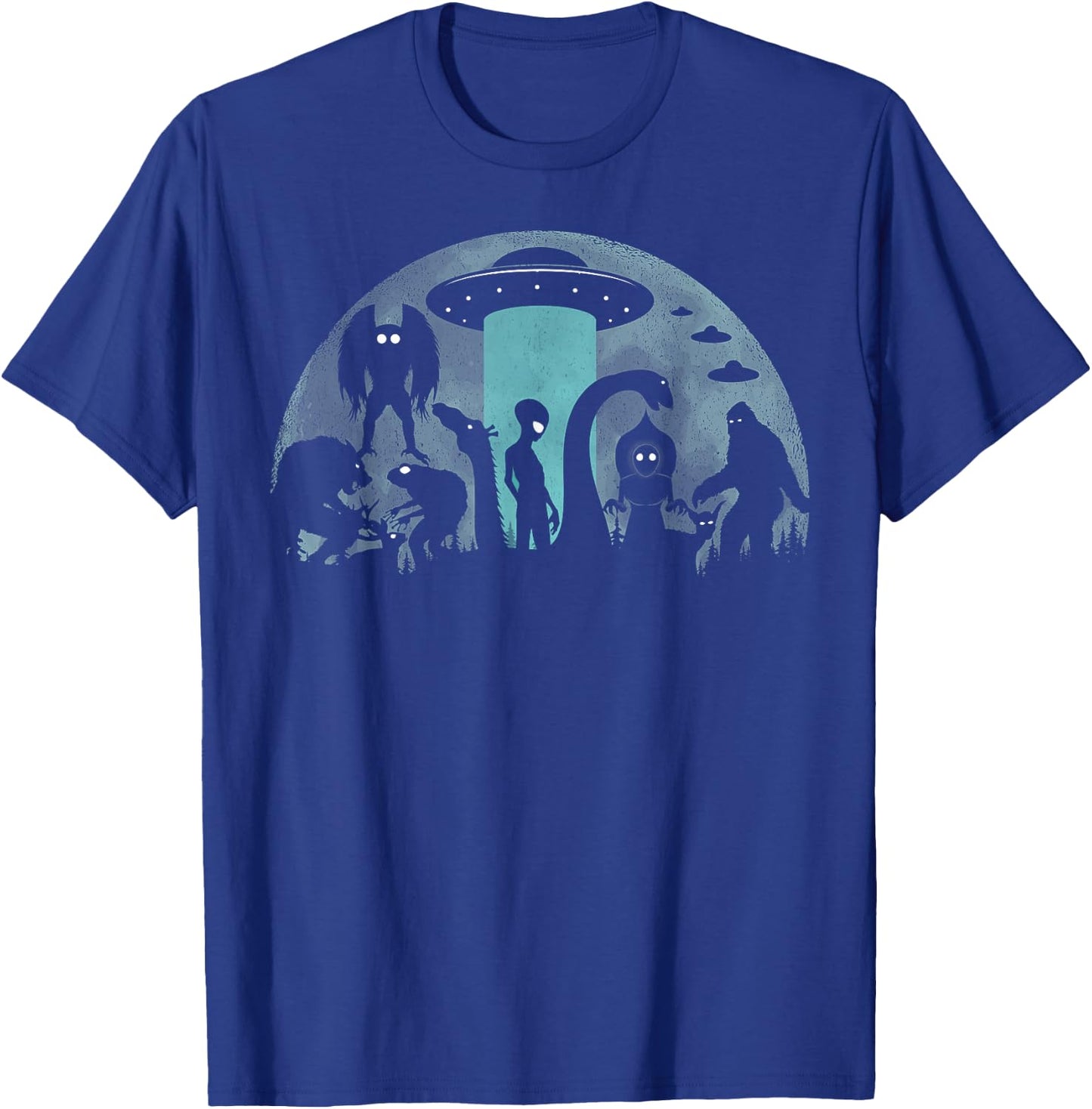 Bigfoot Loch Ness Monster Mothman And Aliens Funny Cryptid T-Shirt - T-Shirt | Royal