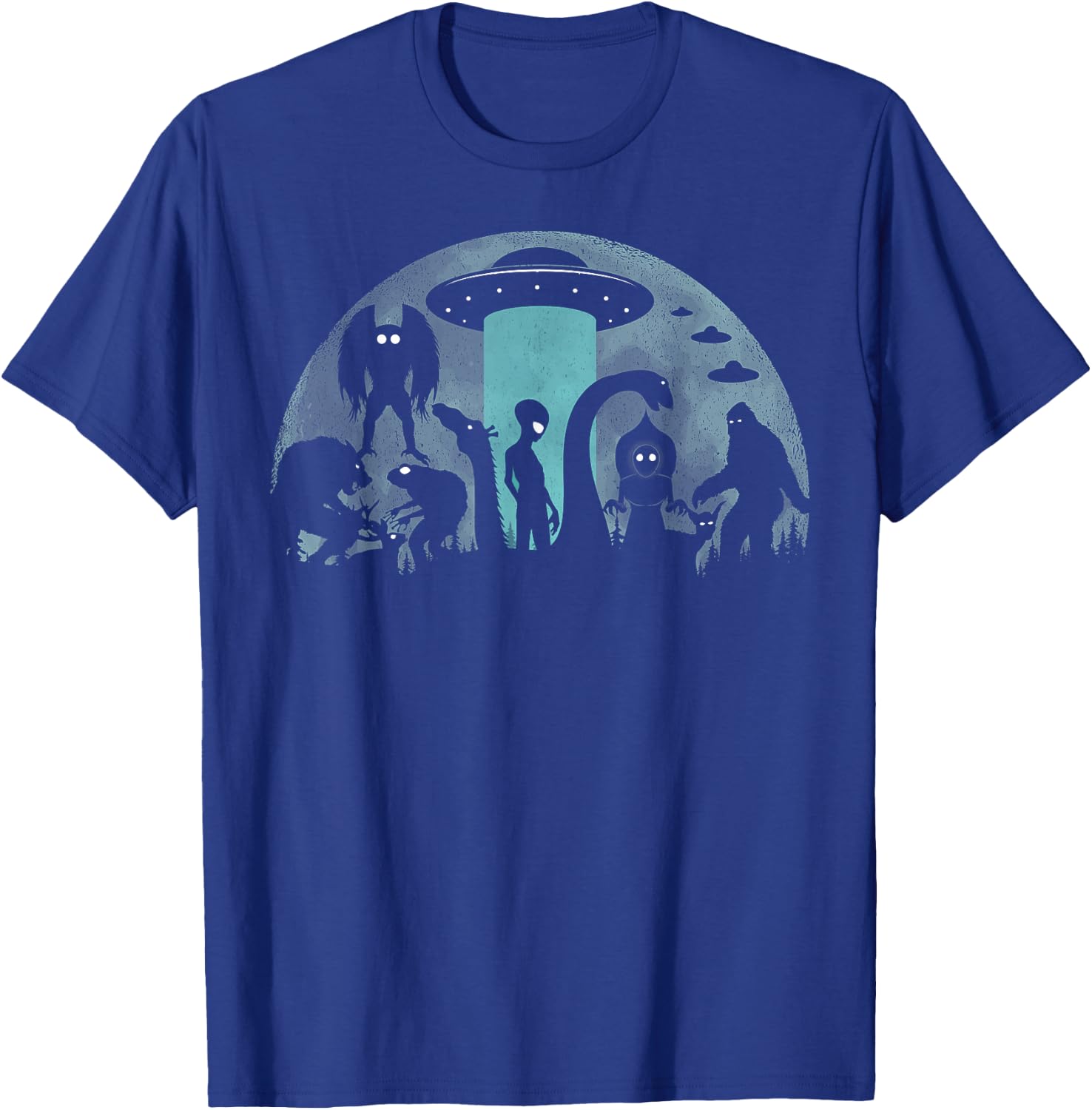 Bigfoot Loch Ness Monster Mothman And Aliens Funny Cryptid T-Shirt - T-Shirt | Royal