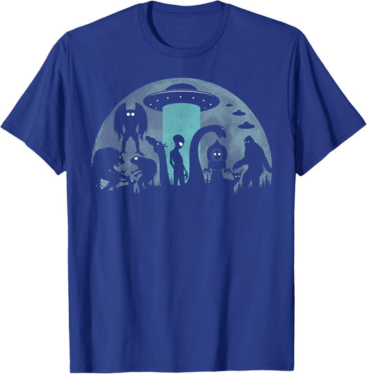 Bigfoot Loch Ness Monster Mothman And Aliens Funny Cryptid T-Shirt - T-Shirt | Royal