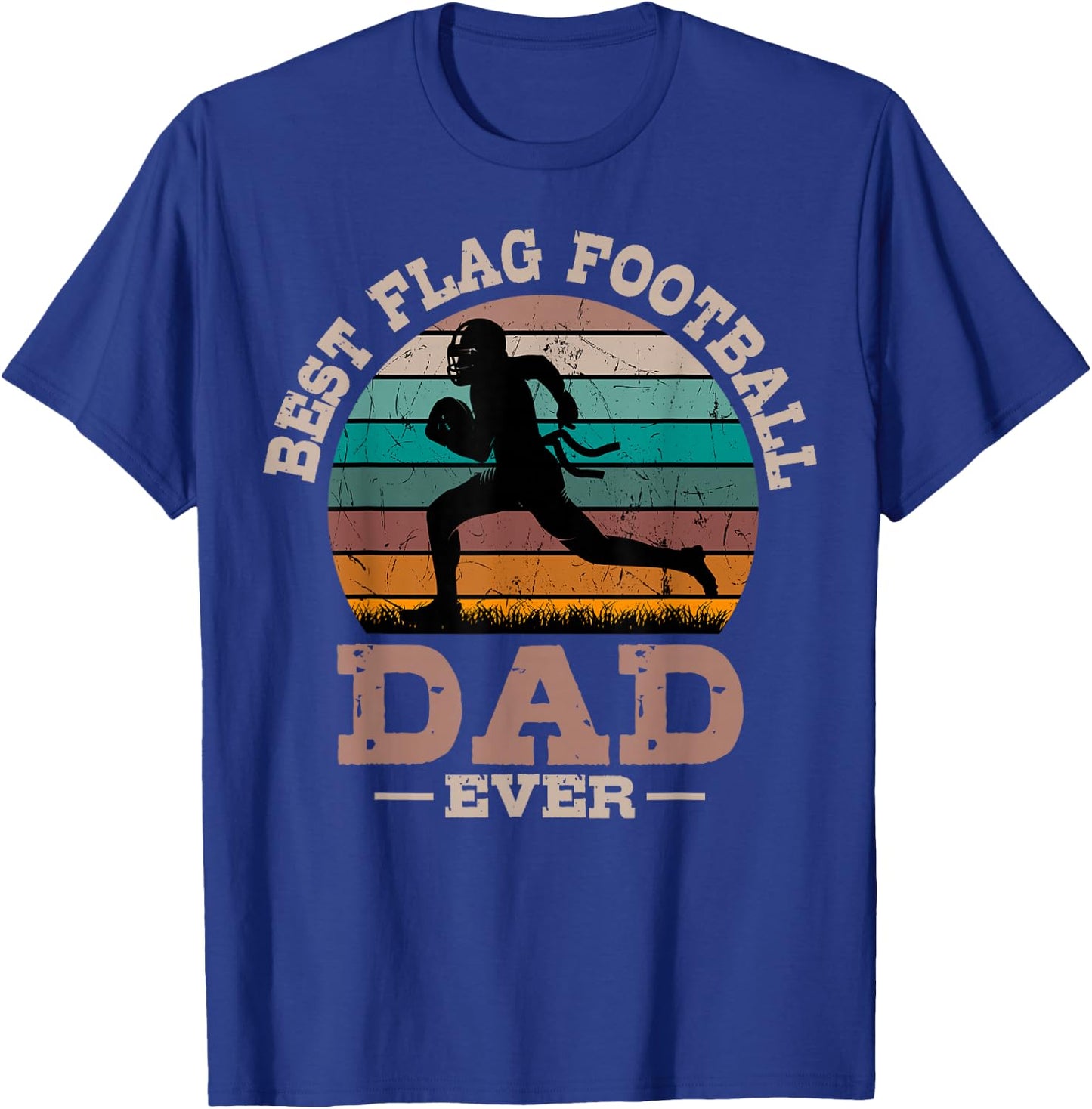 Flag Football Dad Retro Vintage Sport Ball Father's Day T-Shirt - T-Shirt | Royal