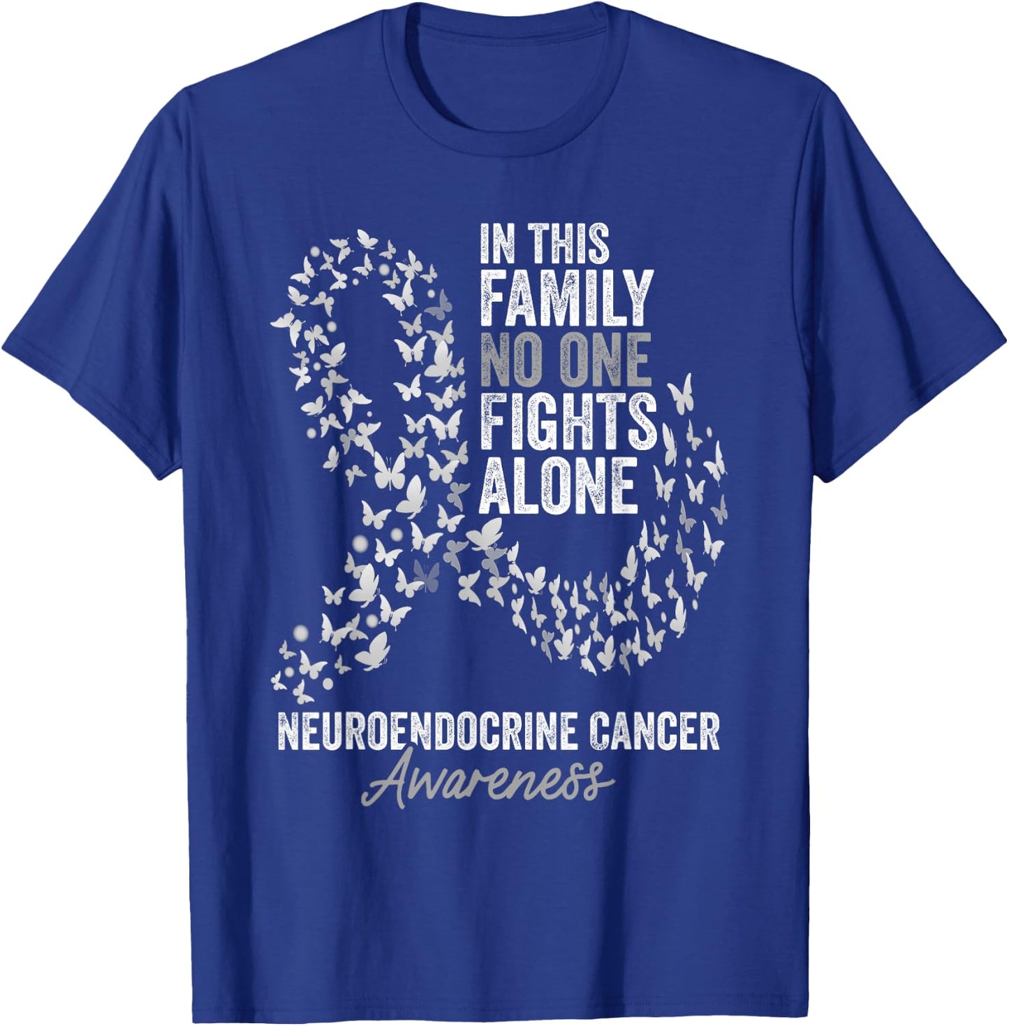 Neuroendocrine Cancer Awareness Month Butterflies Ribbon T-Shirt - T-Shirt | Royal