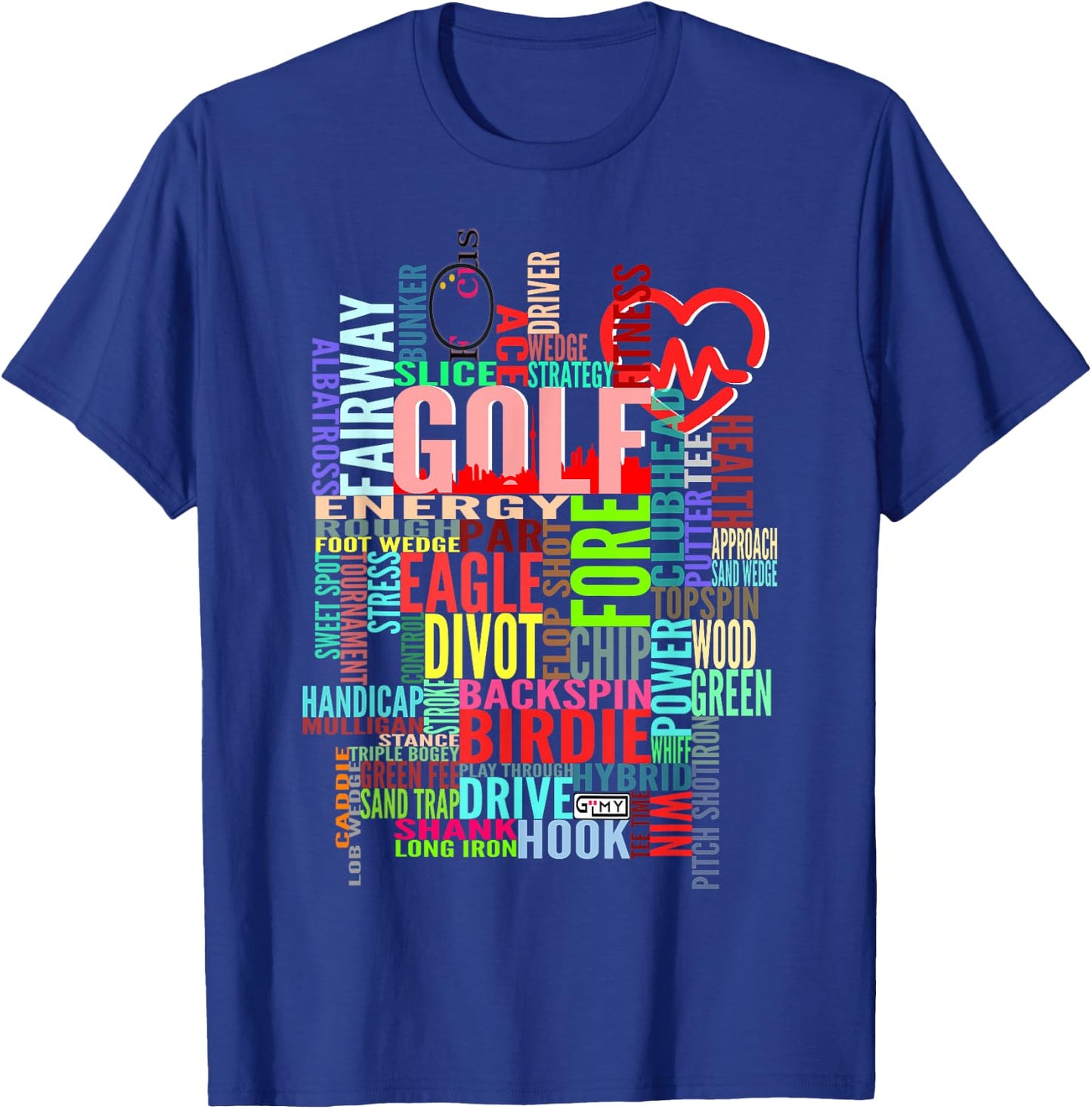 Colorful Golf Word Cloud Funny Golfer Design T-Shirt - T-Shirt | Royal