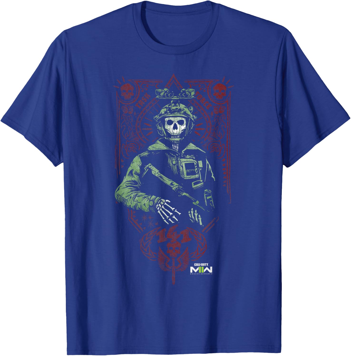Call of Duty: Modern Warfare 2 Ghost Playing Card Portrait T-Shirt - T-Shirt | Royal