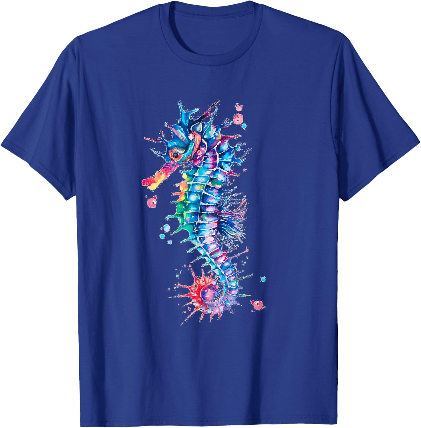 Seahorse Watercolor Ocean Animal Colorful Underwater Fish T-Shirt - T-Shirt | Royal