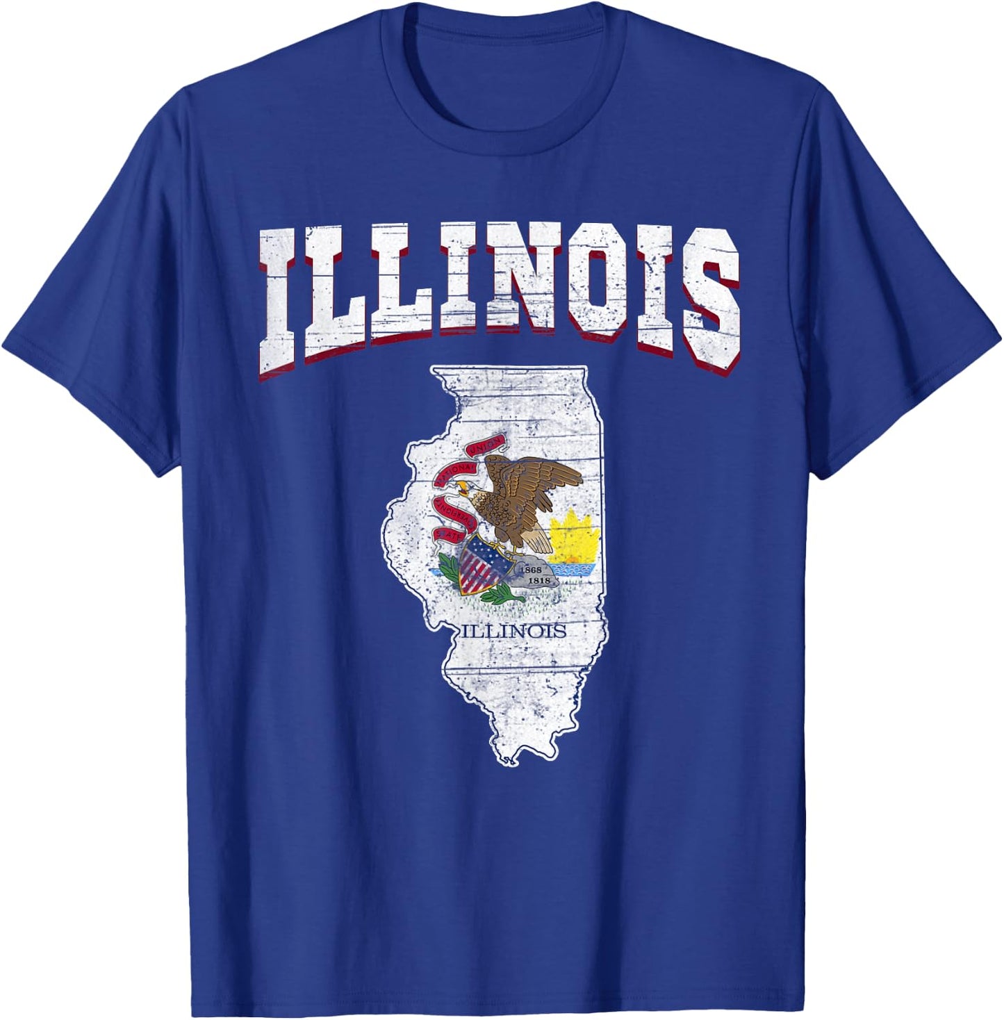 US Citizen Proud America State Flag Land Map Illinois T-Shirt - T-Shirt | Royal