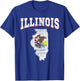 US Citizen Proud America State Flag Land Map Illinois T-Shirt - T-Shirt | Royal