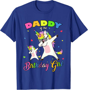 Daddy of the Birthday Girl Dabbing Unicorn Princess and Dad T-Shirt - T-Shirt | Royal