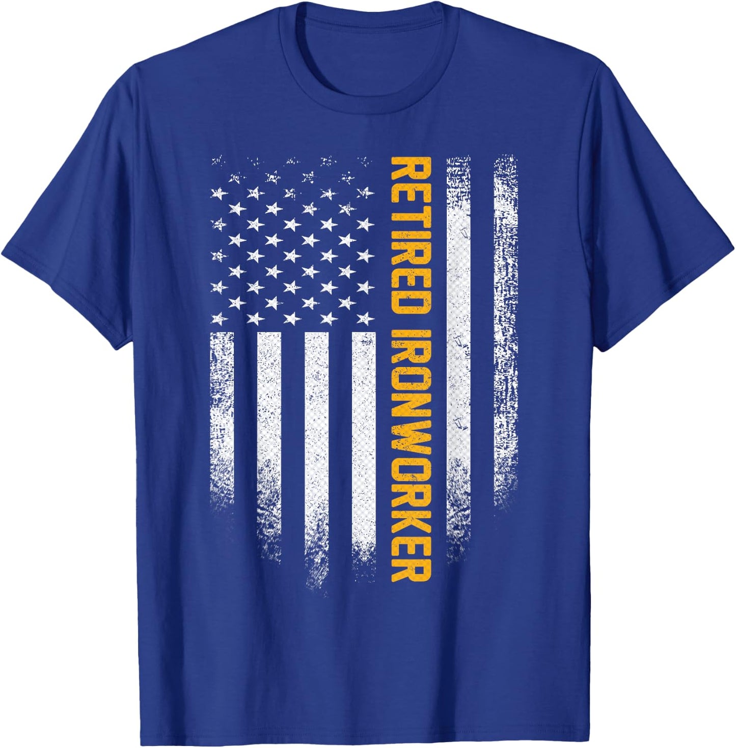 Vintage American Flag Retired Ironworker Funny Iron Worker T-Shirt - T-Shirt | Royal