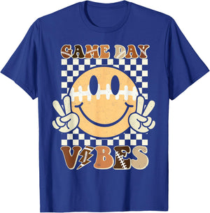 Funny Face American Football Game Day Vibes Sport Women Girl T-Shirt - T-Shirt | Royal