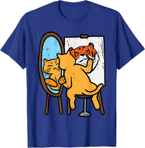 Cat Painting Tiger Funny Humor Inspirational Men Women Kids T-Shirt - T-Shirt | Royal