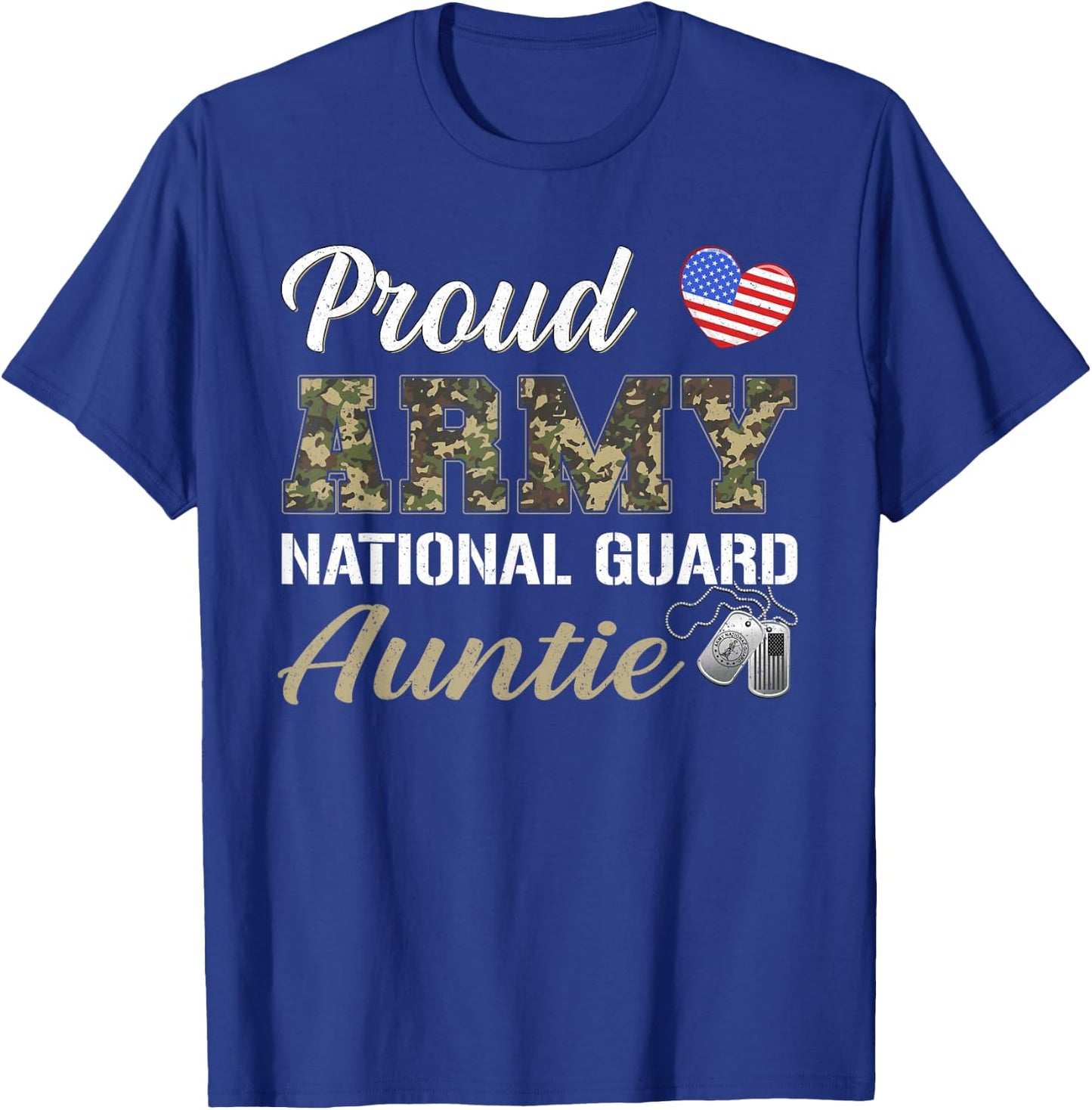 Retro Proud Army National Guard Auntie Military Pride Outfit T-Shirt - T-Shirt | Royal
