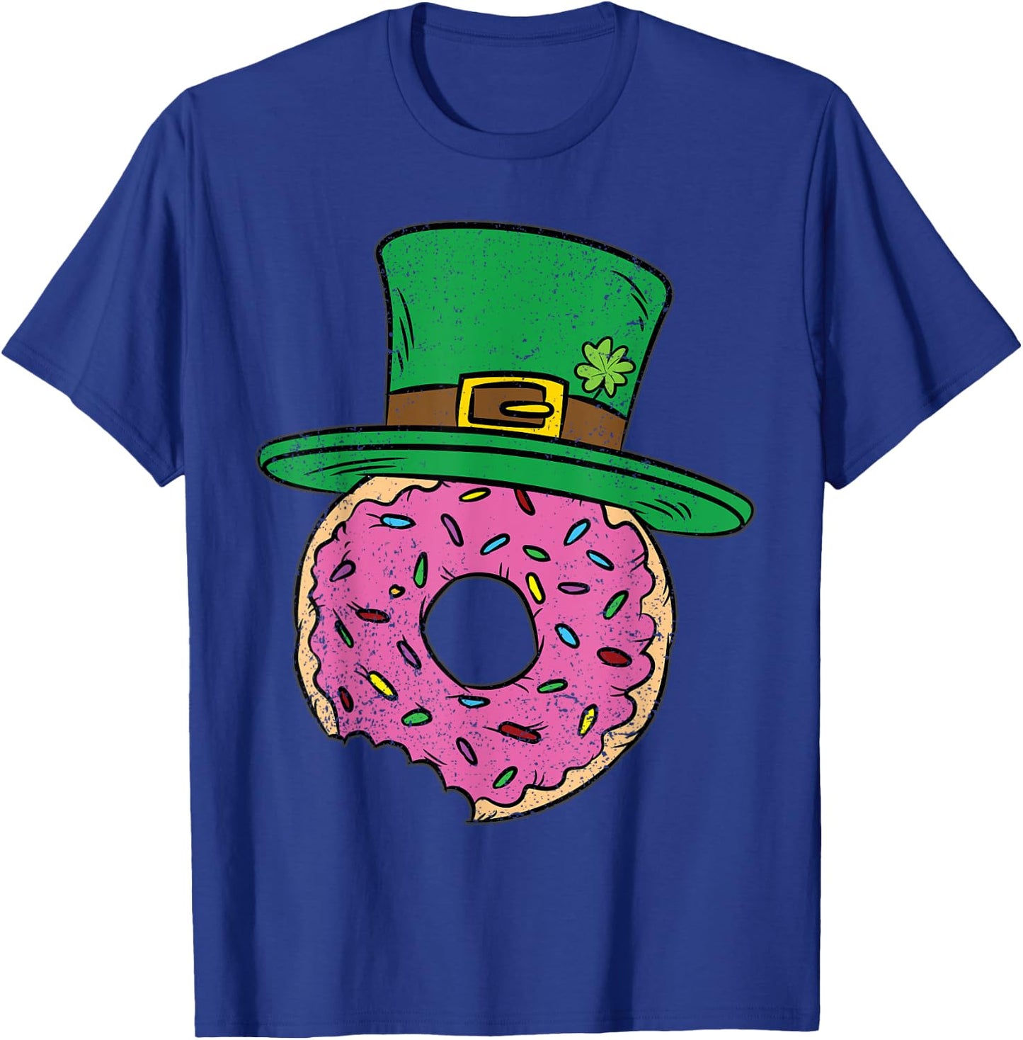 Irish Donut St Patricks Day Doughnut Leprechaun Hat Shamrock T-Shirt - T-Shirt | Royal
