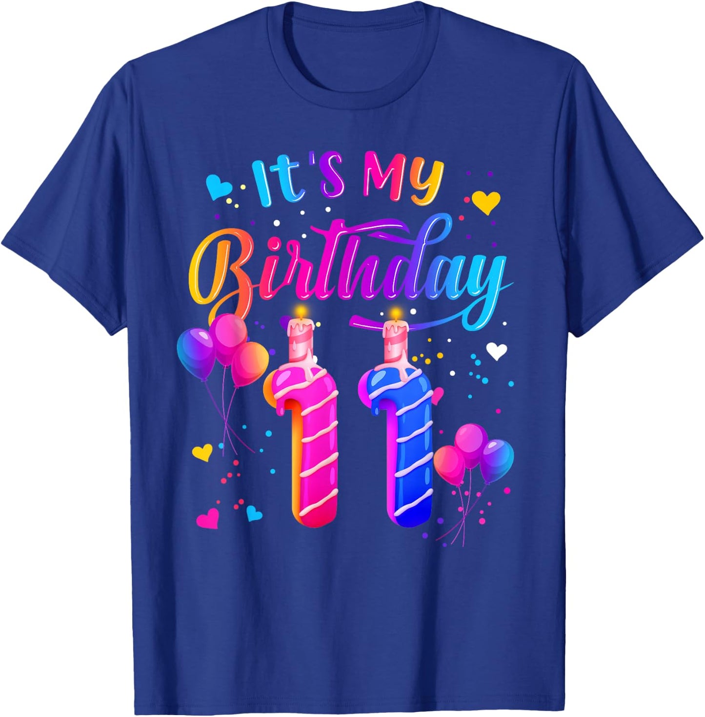 It's My 11th Birthday Doughnut Happy 11 Years Old Girl Kids T-Shirt - T-Shirt | Royal