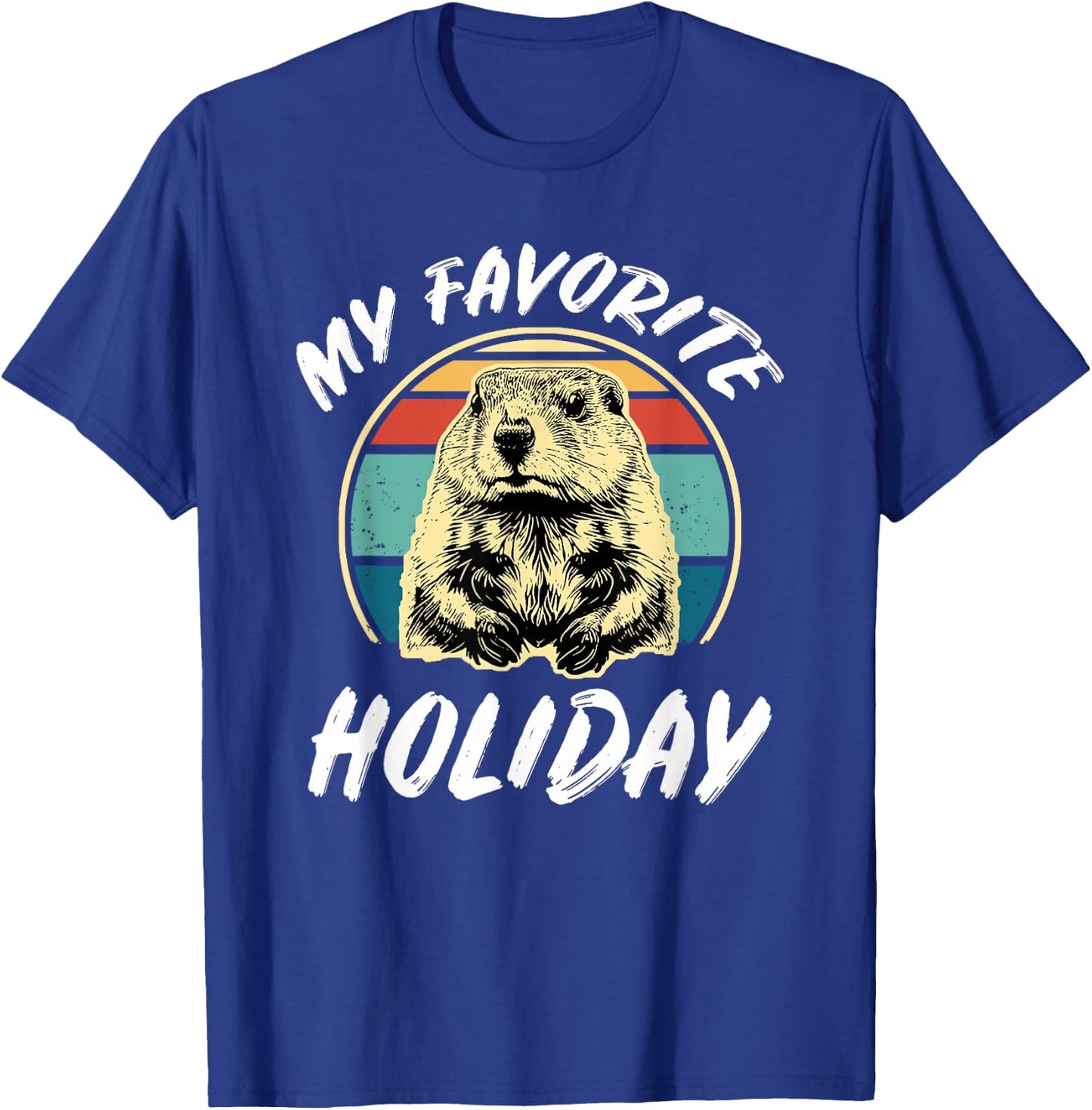 Vintage Retro Cute Groundhog Holiday | & T-Shirt - T-Shirt | Royal