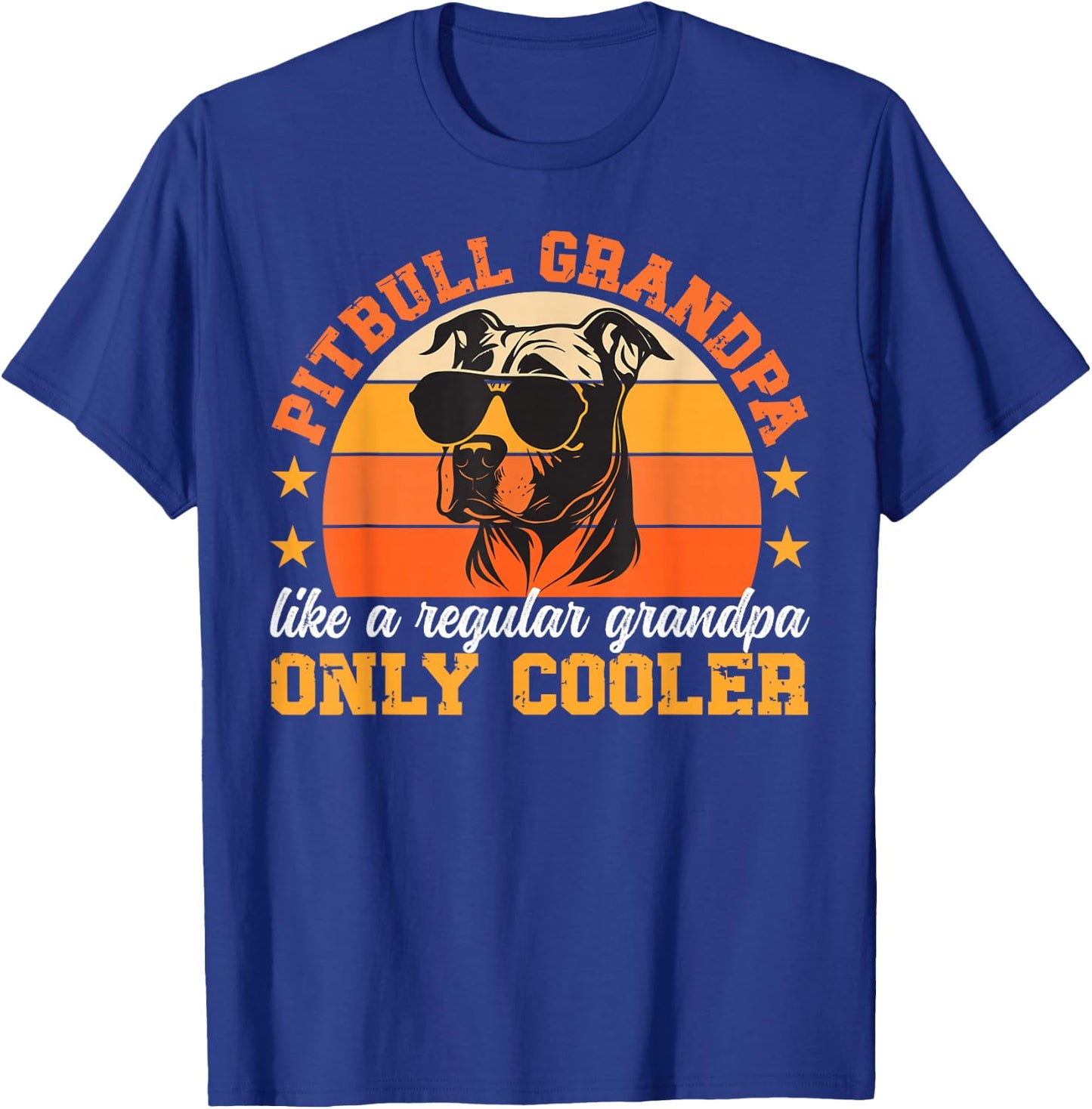 Cool Pitbull Grandpa Pitbull Grandfather Pittie Grandpa T-Shirt - T-Shirt | Royal