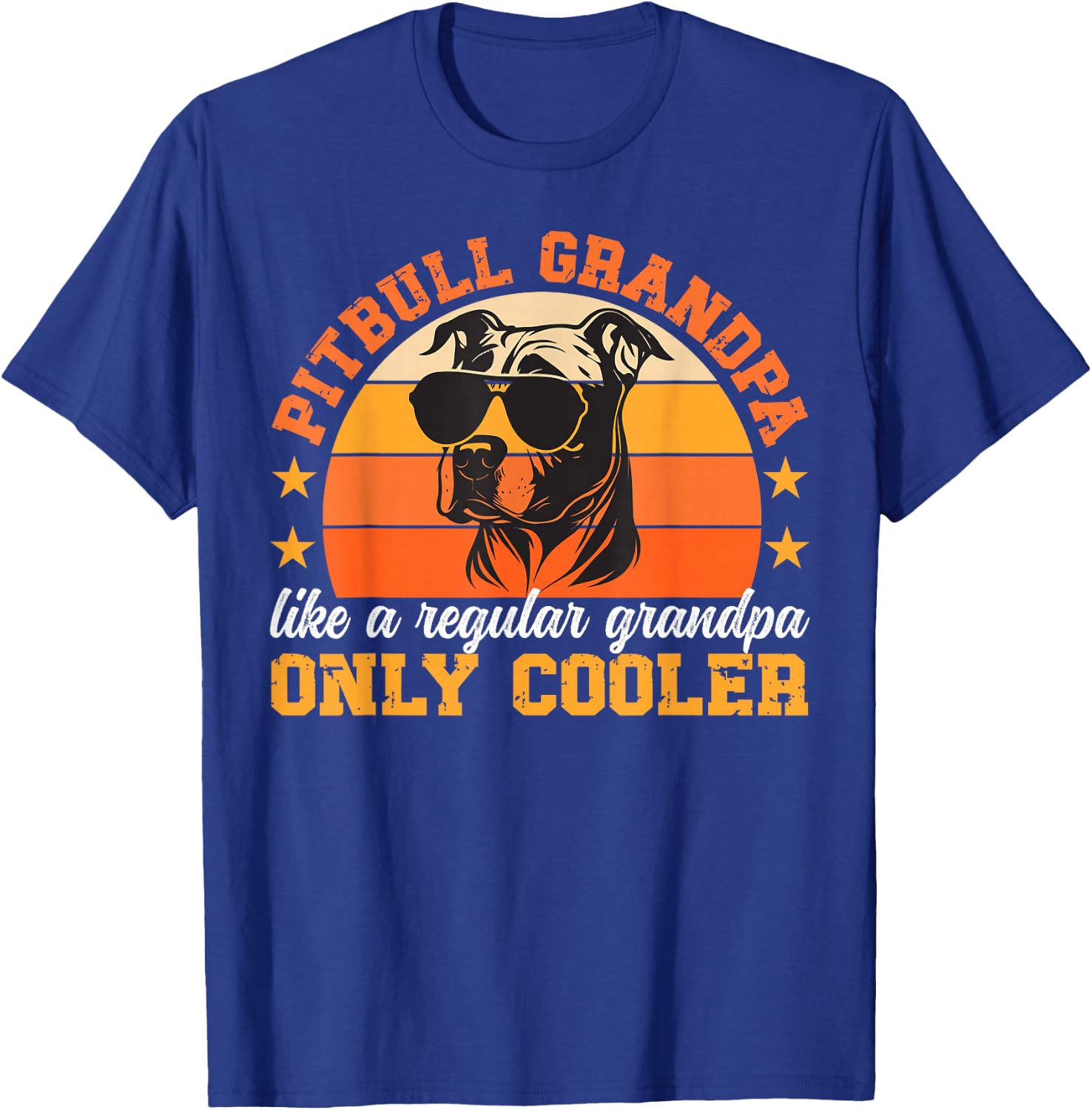 Cool Pitbull Grandpa Pitbull Grandfather Pittie Grandpa T-Shirt - T-Shirt | Royal