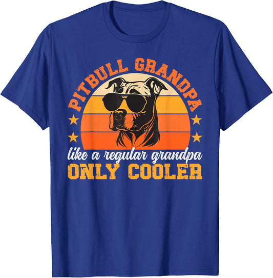 Cool Pitbull Grandpa Pitbull Grandfather Pittie Grandpa T-Shirt - T-Shirt | Royal