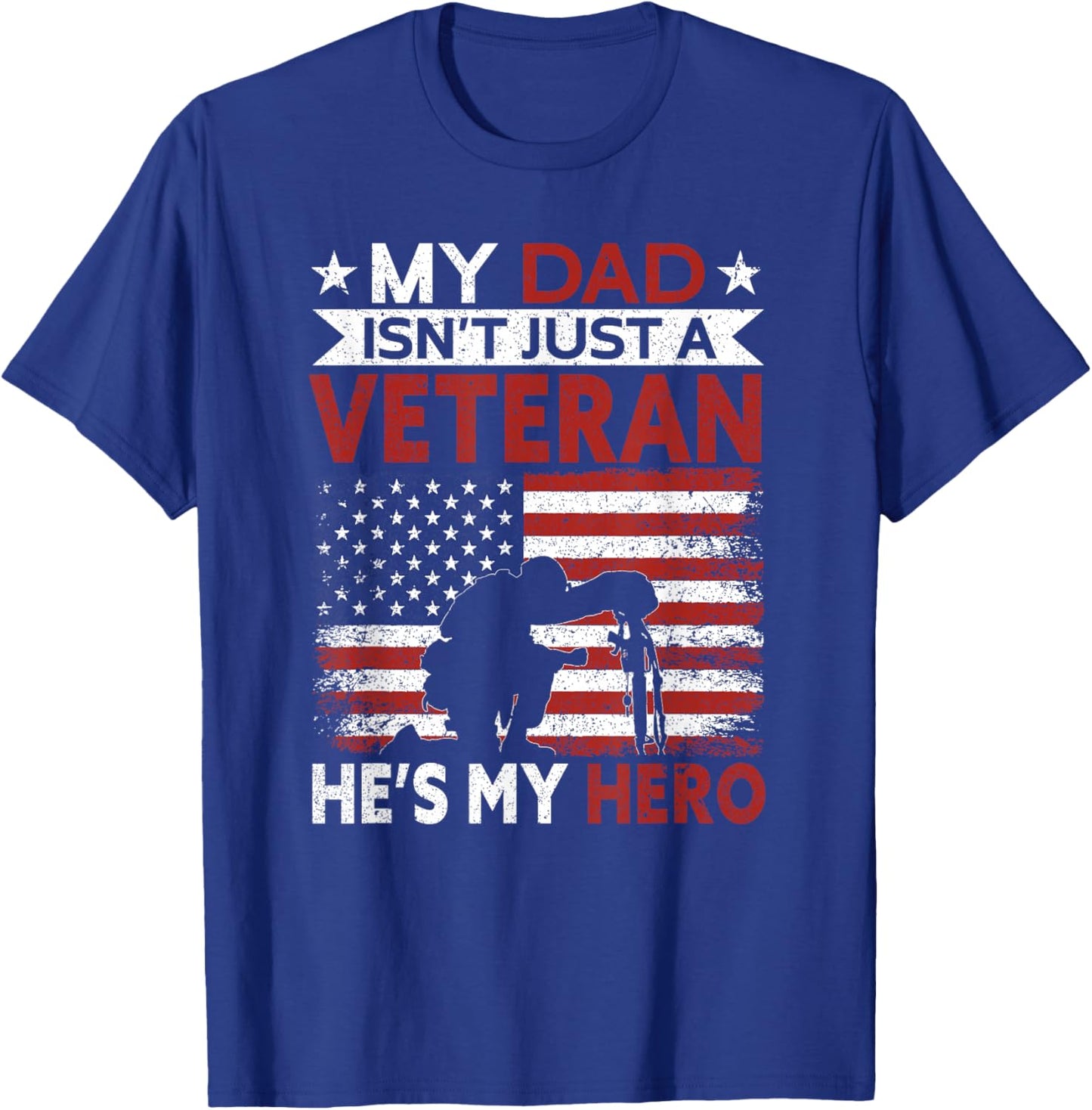 Veteran Dad He's My Hero | Proud American Veteran Dad T-Shirt - T-Shirt | Royal