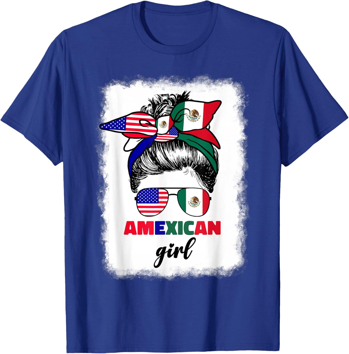 Half Mexican And American Mexico America Flag Girl Pun Quote T-Shirt - T-Shirt | Royal