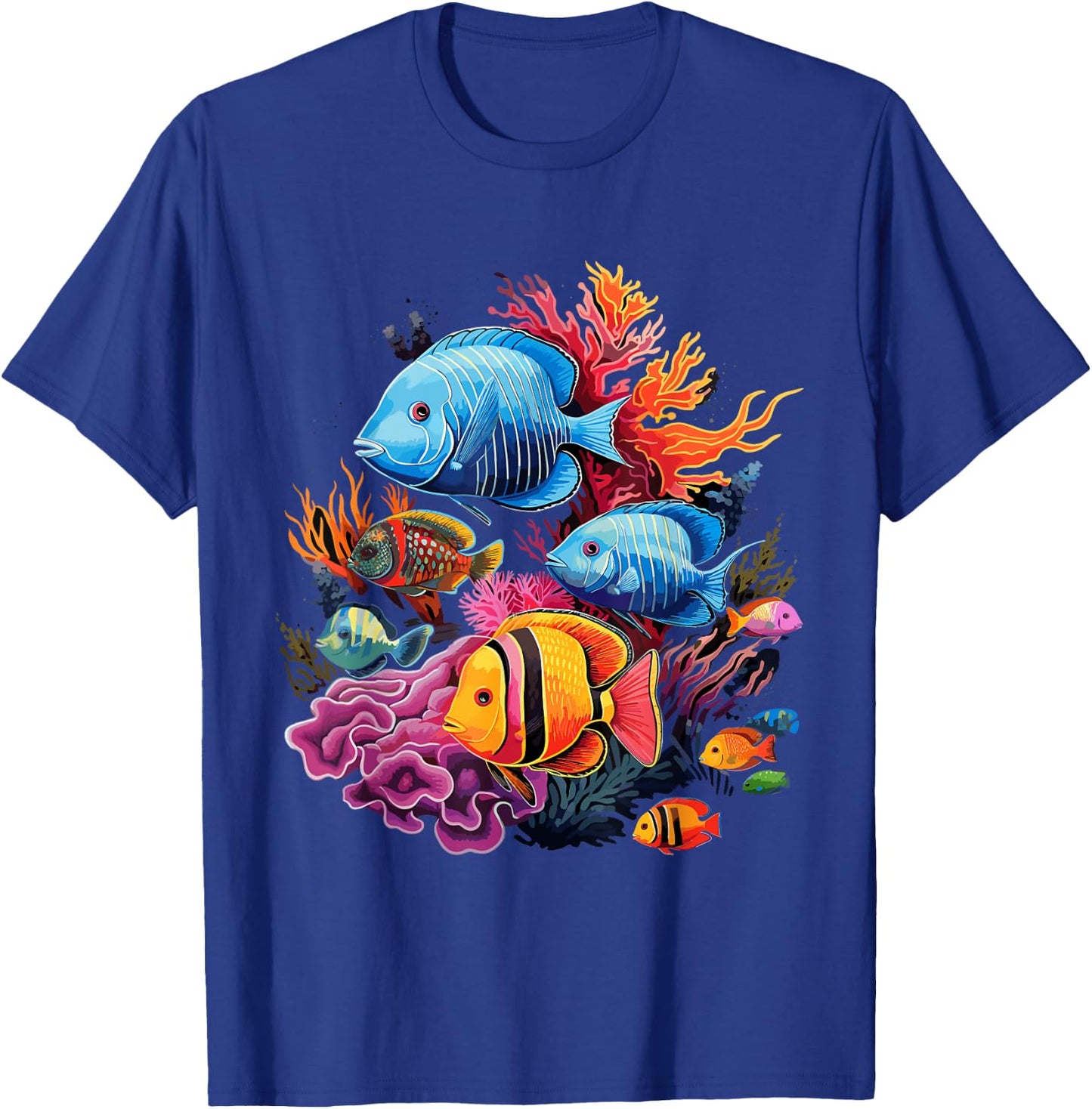 colorful tropical Fish on a coral reef Marine Life T-Shirt - T-Shirt | Royal