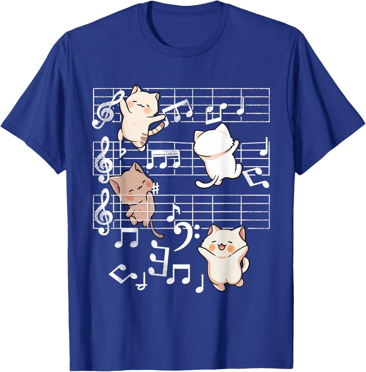 Cat Music Shirt - Cute Cats Playing Music Note Clef Musician T-Shirt - T-Shirt | Royal