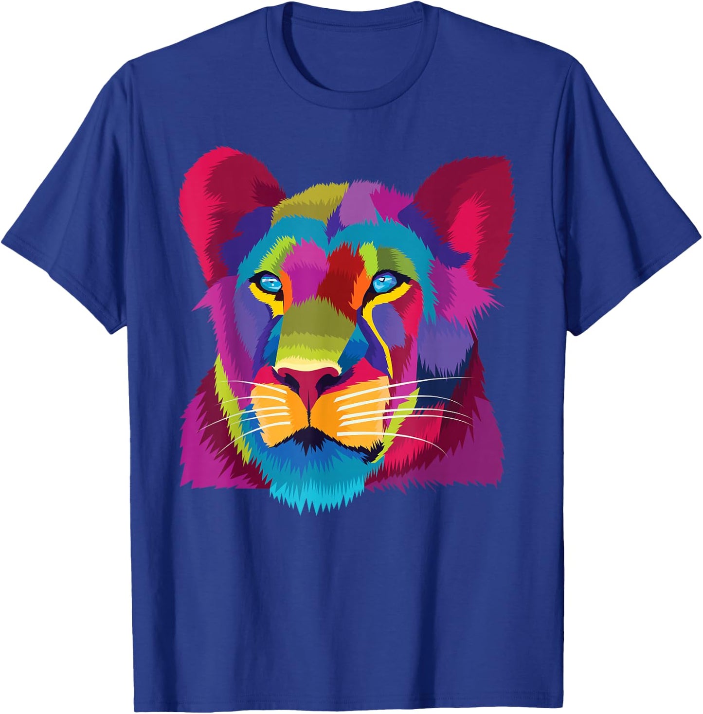 colorful cute lioness Female Lion Face art for lover African T-Shirt - T-Shirt | Royal