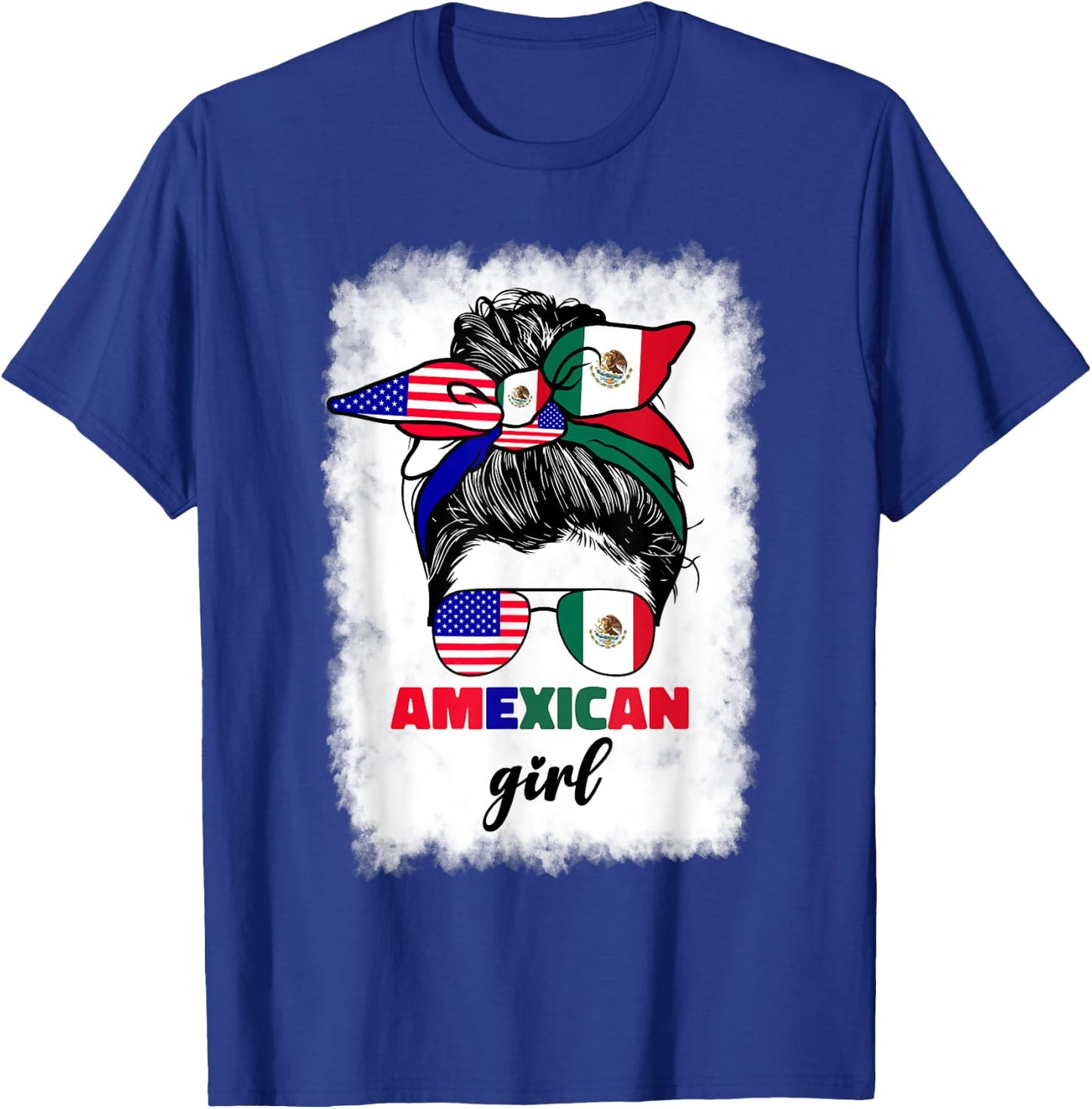 Half Mexican And American Mexico America Usa Flag Girl Funny T-Shirt - T-Shirt | Royal