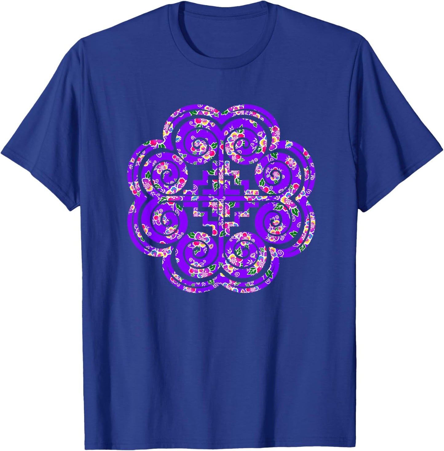 Hmong Purple Floral Elephant Foot T-Shirt - T-Shirt | Royal